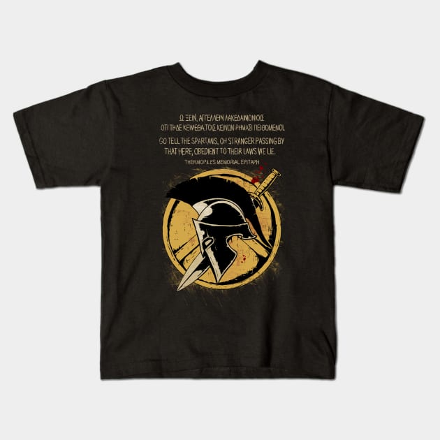 The Spartan Epitaph Kids T-Shirt by Hellustrations